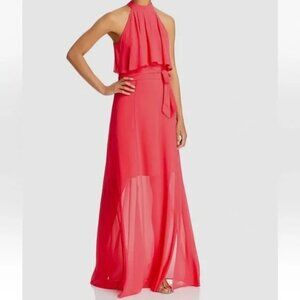 Eliza J. Pink chiffon halter neck maxi dress EUC size 6